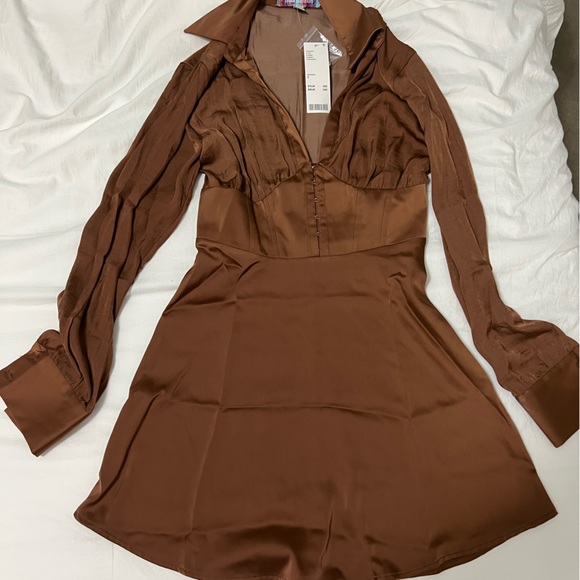 UO Phoebe Corseted Shirt Dress brown - Picture 3 of 4